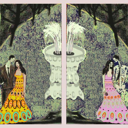 Erotic painting, marriage, wedding, love, skeletons, painting, art, Nicholaas Chiao