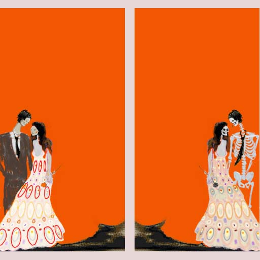 wedding, love, skeletons, painting, art, Nicholaas Chiao